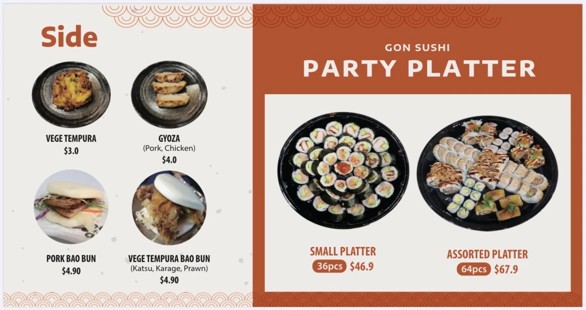 Menu, GoN Sushi PLAINLAND