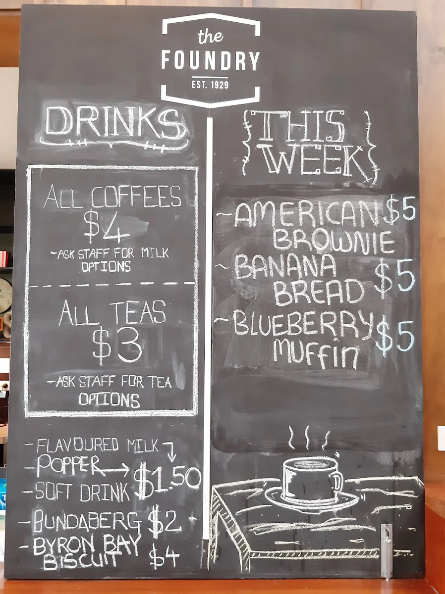 Menu, The Foundry Cafe
