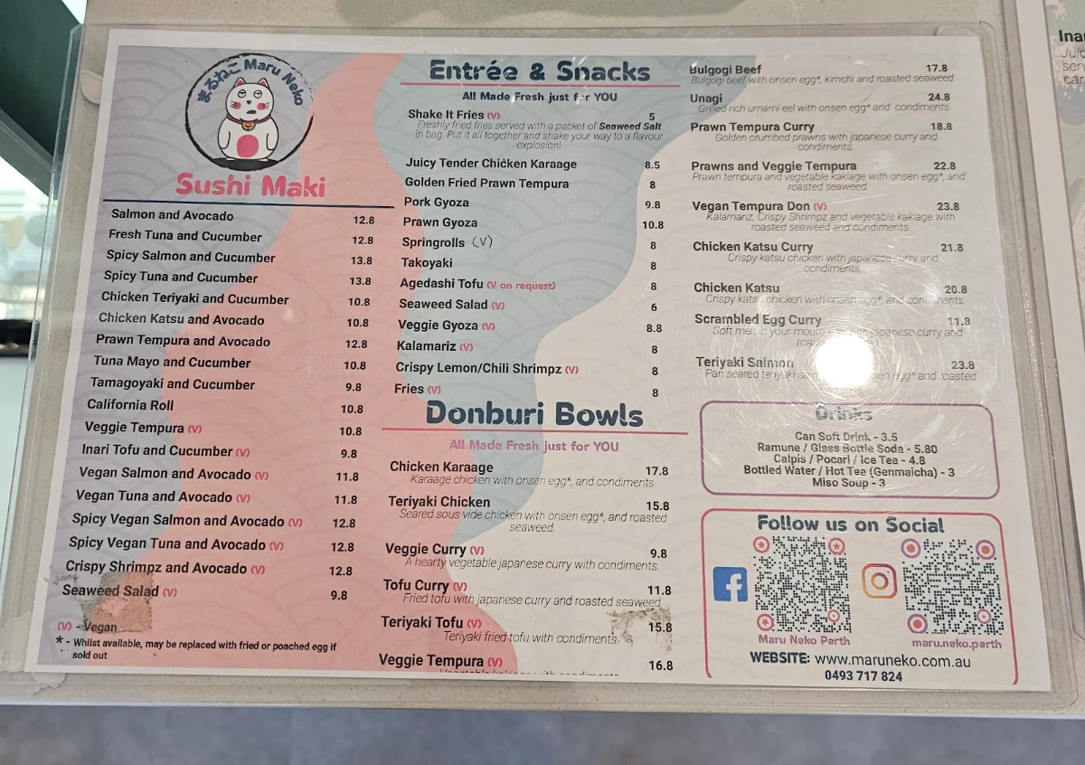 Menu, Maru Neko
