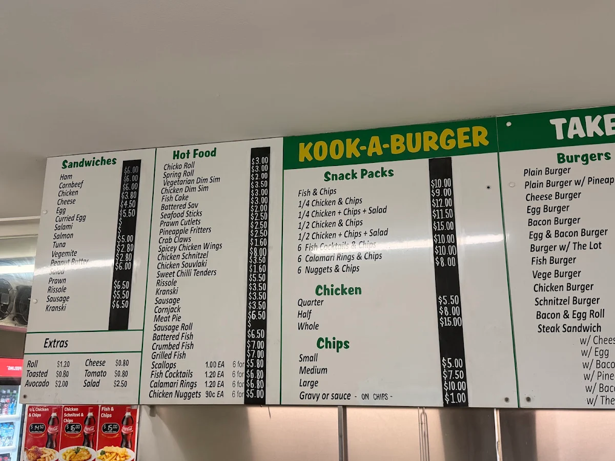 Menu, Kook-A-Burger