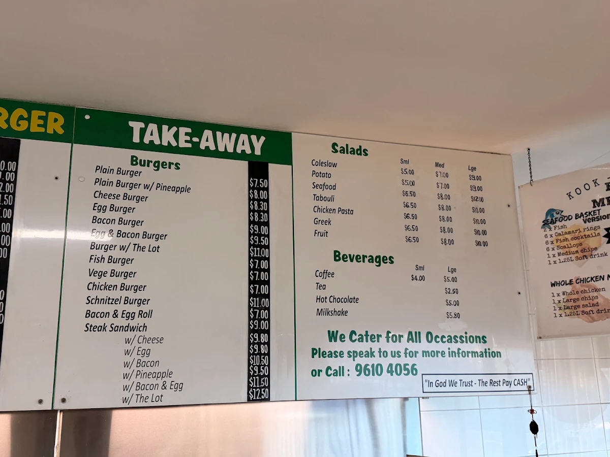Menu, Kook-A-Burger
