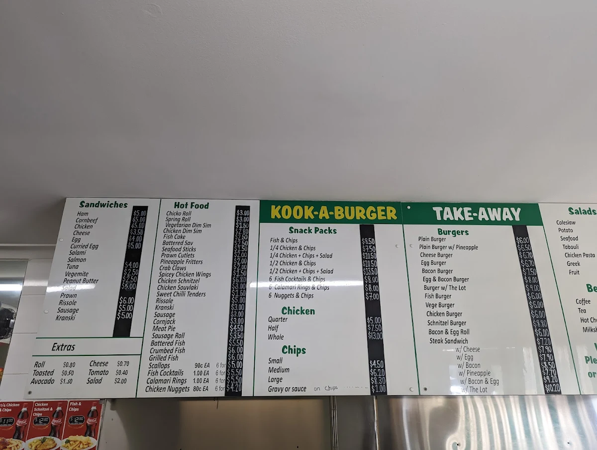 Menu, Kook-A-Burger