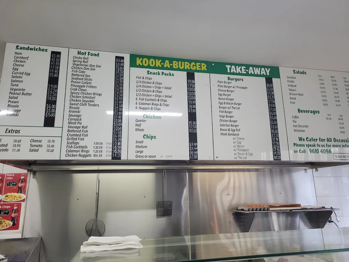Menu, Kook-A-Burger
