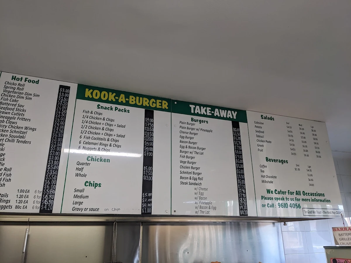 Menu, Kook-A-Burger
