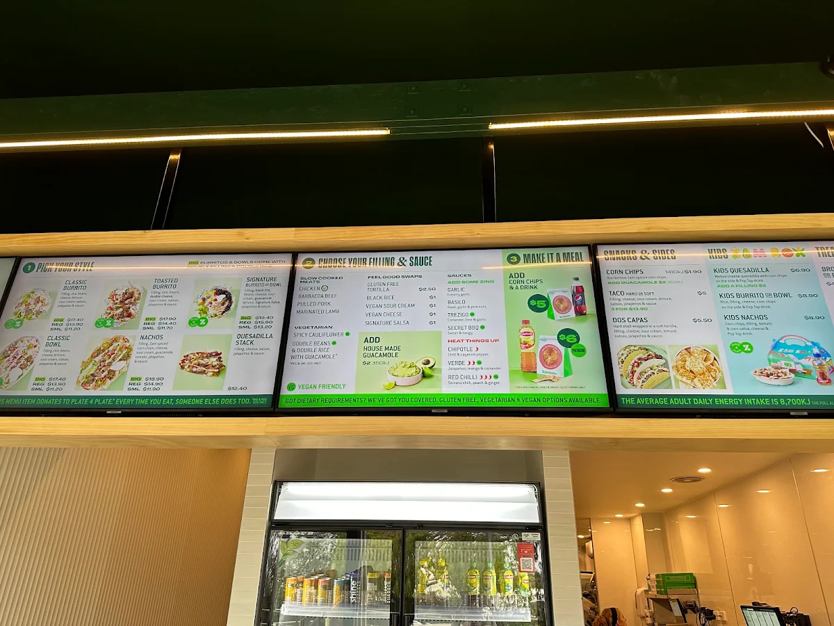 Menu, Zambrero Coolum