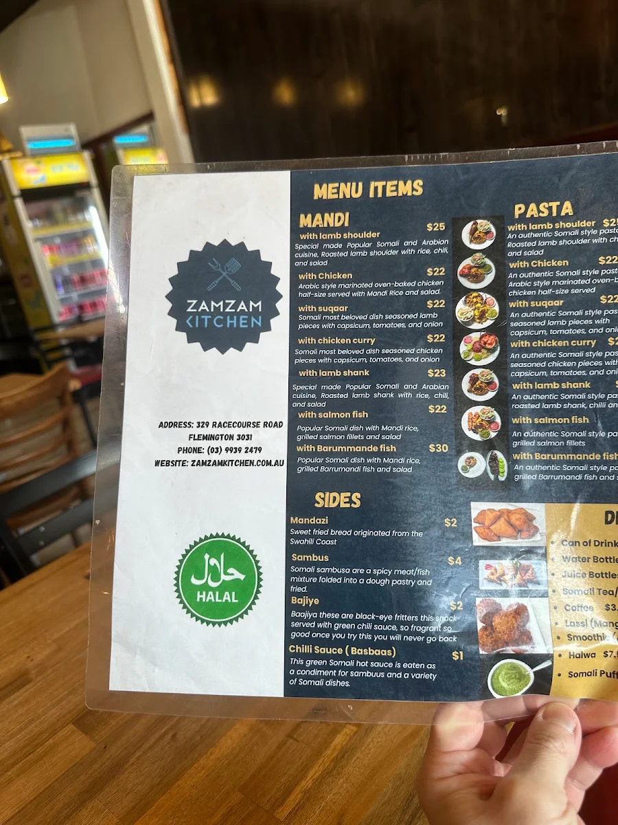 Menu, Zamzam Kitchen