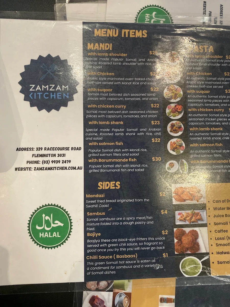 Menu, Zamzam Kitchen