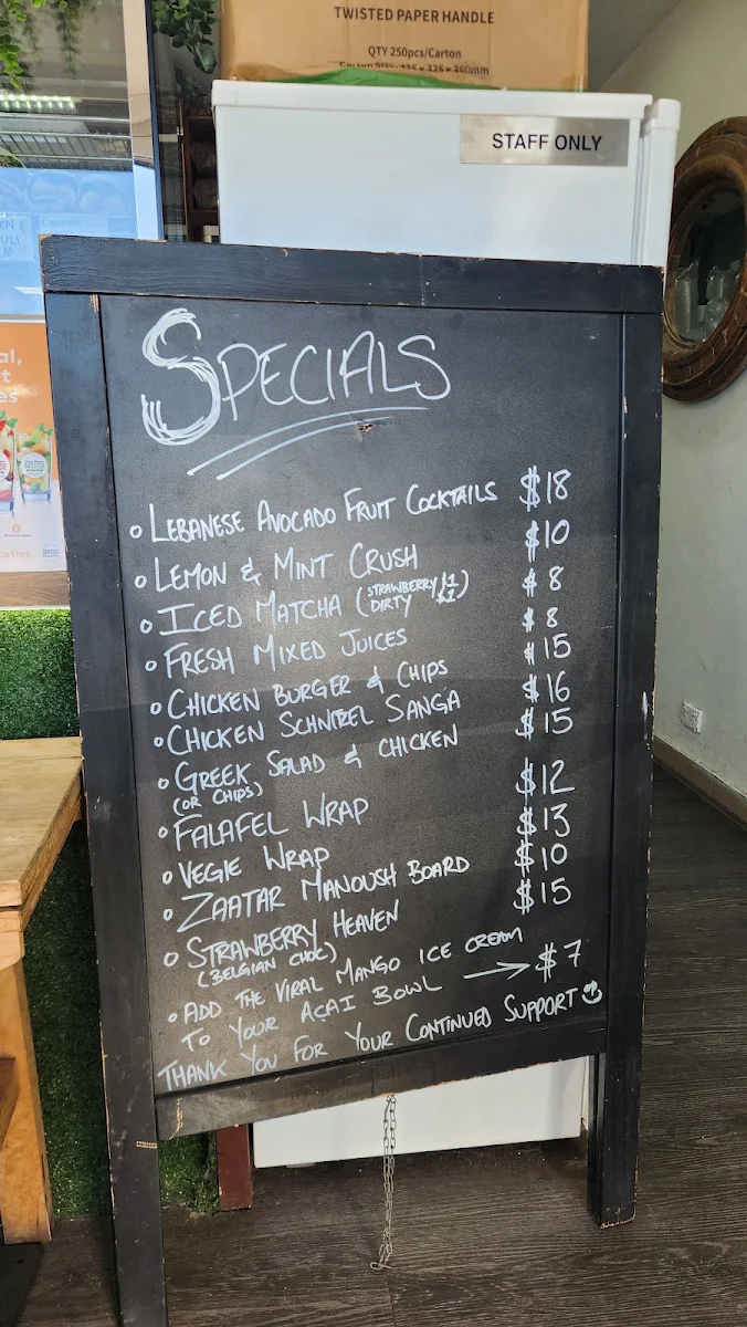 Menu, Jungle Berry Cafe
