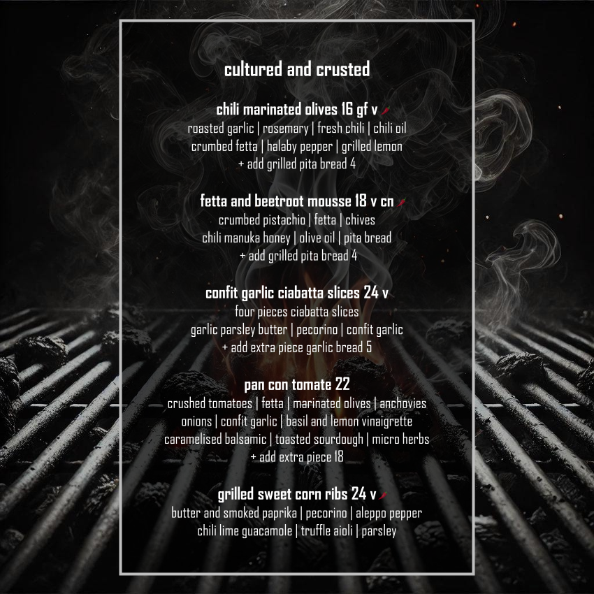 Menu, Elements Brasserie Belmore