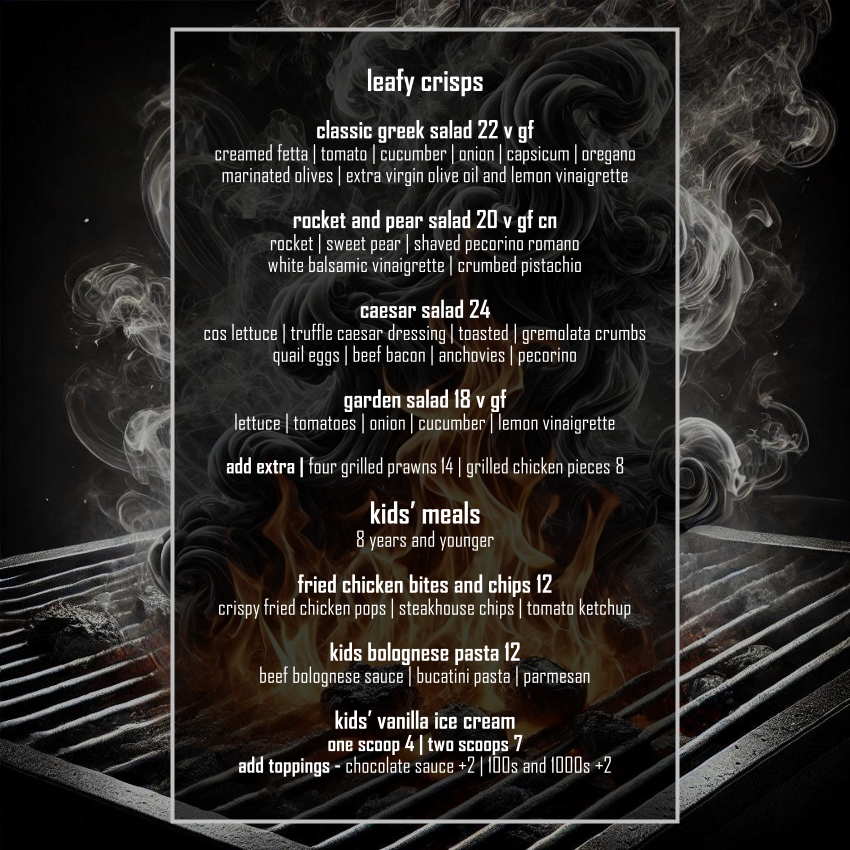 Menu, Elements Brasserie Belmore