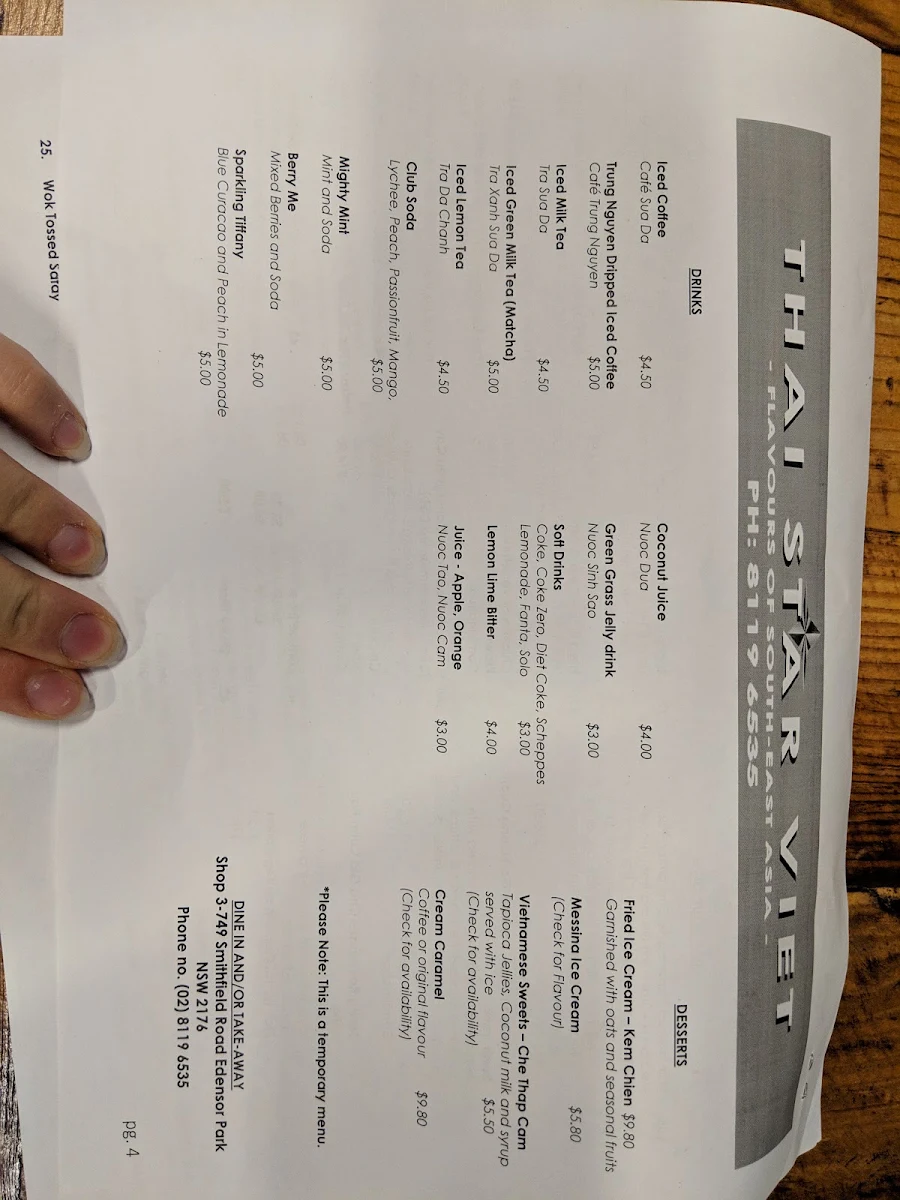 Menu, Lucky Thai & Lao Restaurant