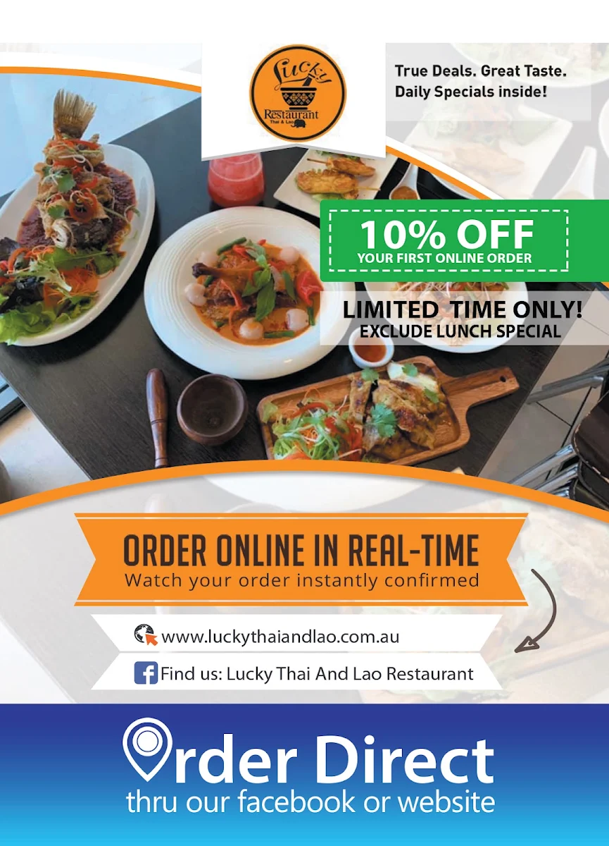 Menu, Lucky Thai & Lao Restaurant