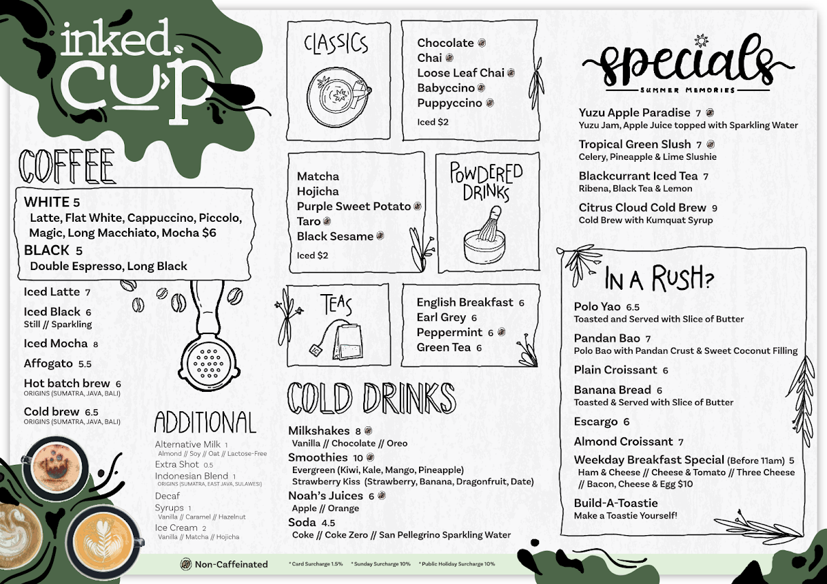 Menu, inked cup