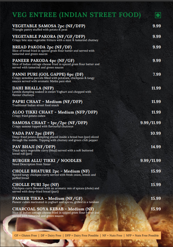 Menu, Cumin Club Richmond