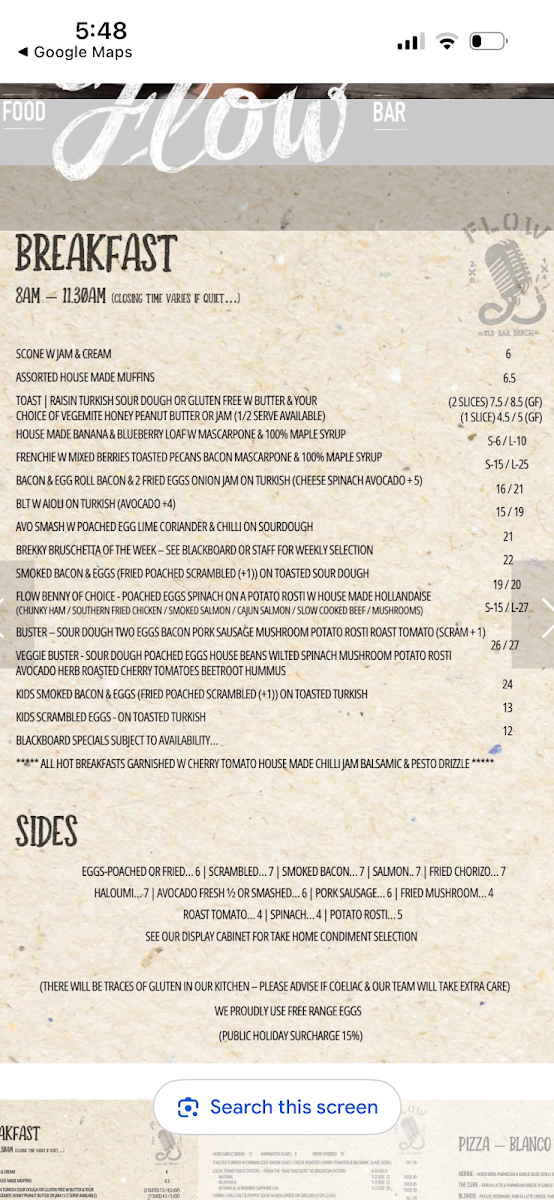 Menu, Flow Bar