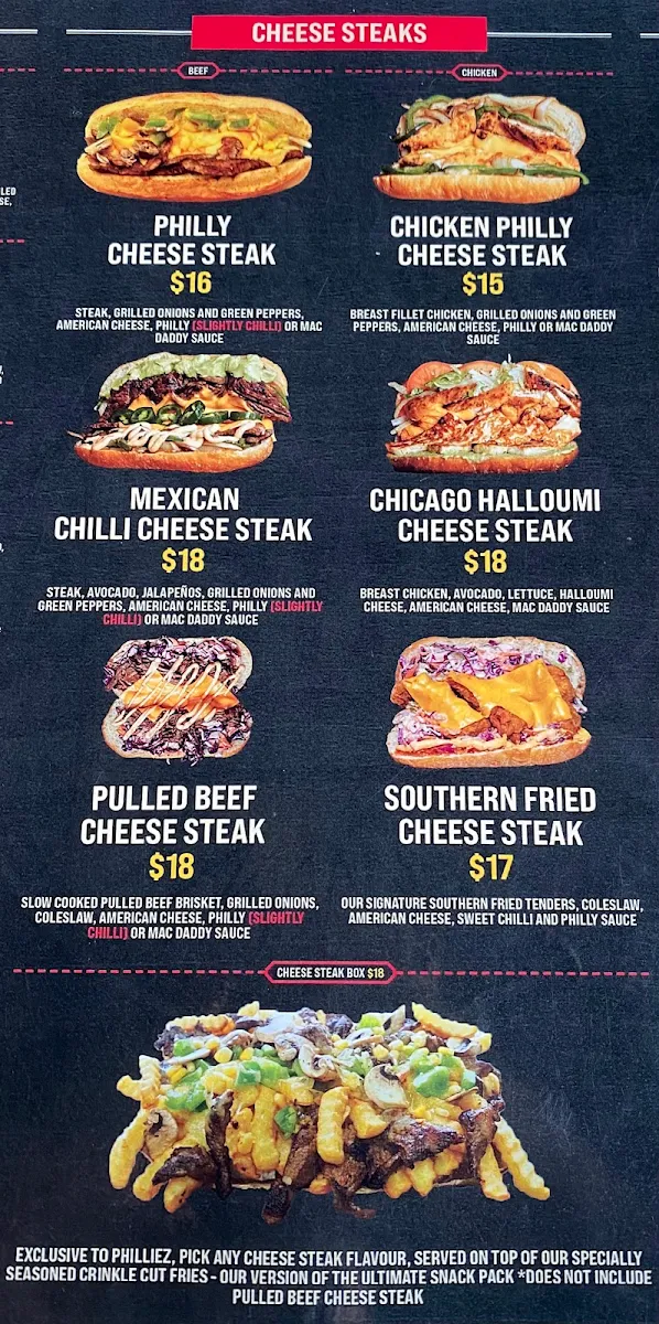Menu, Philliez Edmonson park