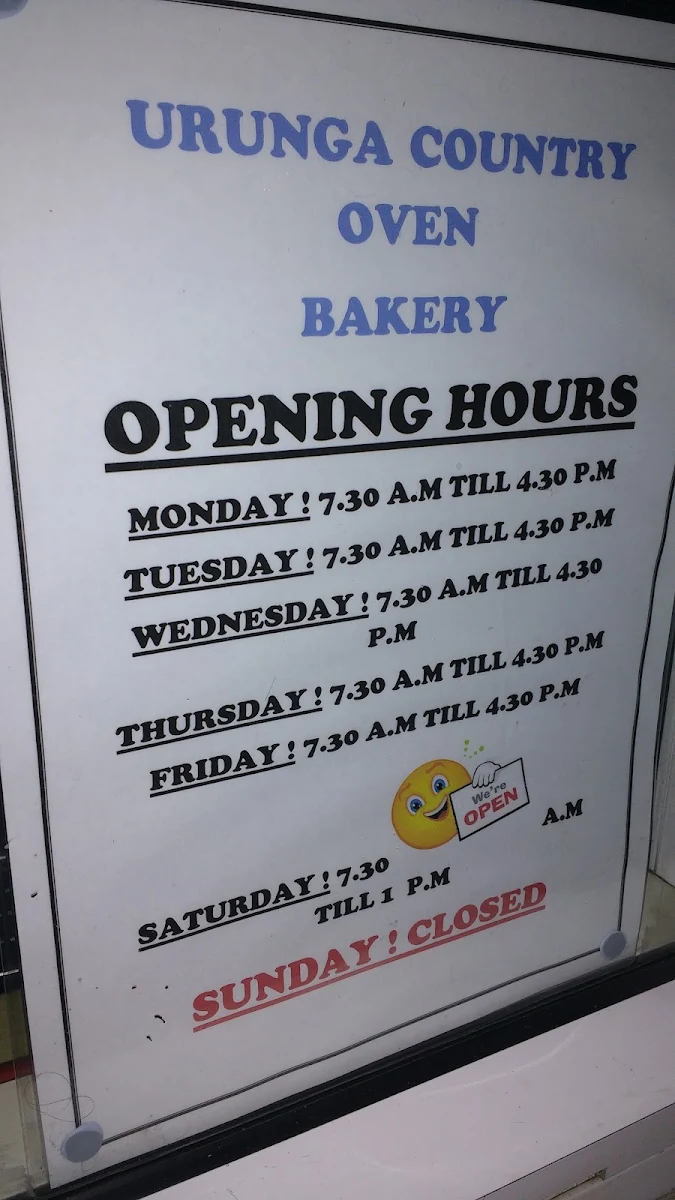 Menu, Urunga Country Oven Bakery