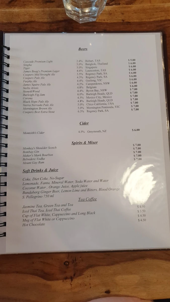 Menu, Sukhothai Maleny