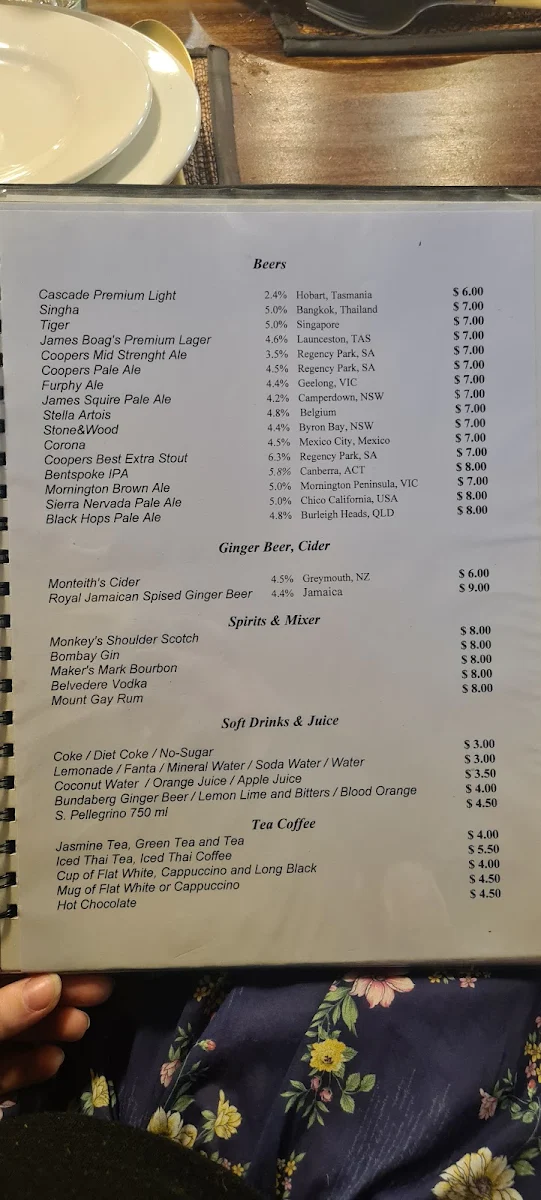 Menu, Sukhothai Maleny