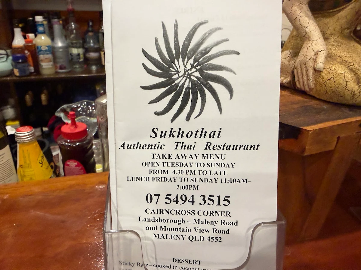 Menu, Sukhothai Maleny
