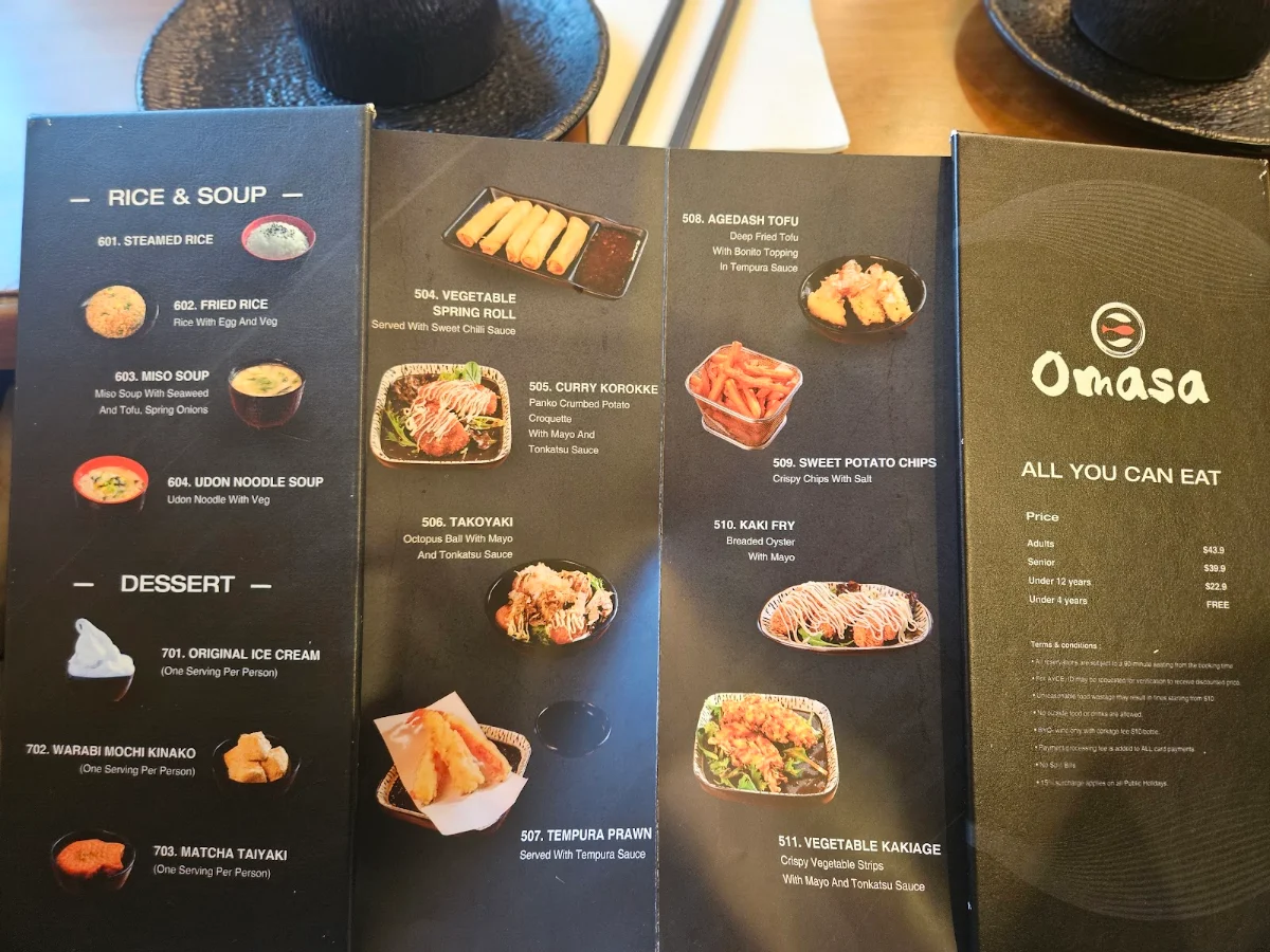 Menu, Omasa Japanese Restaurant Joondalup
