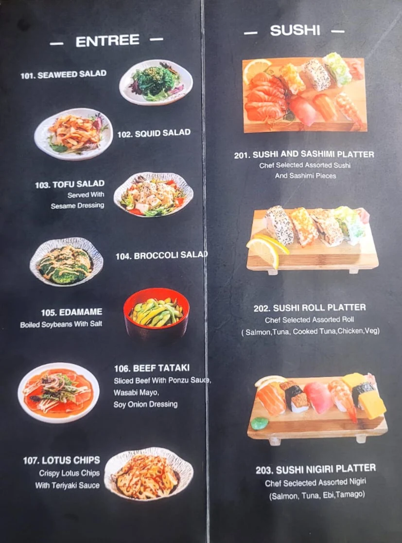 Menu, Omasa Japanese Restaurant Joondalup