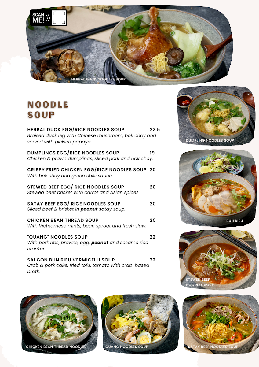 Menu, 8 Monkeys Vietnamese restaurant