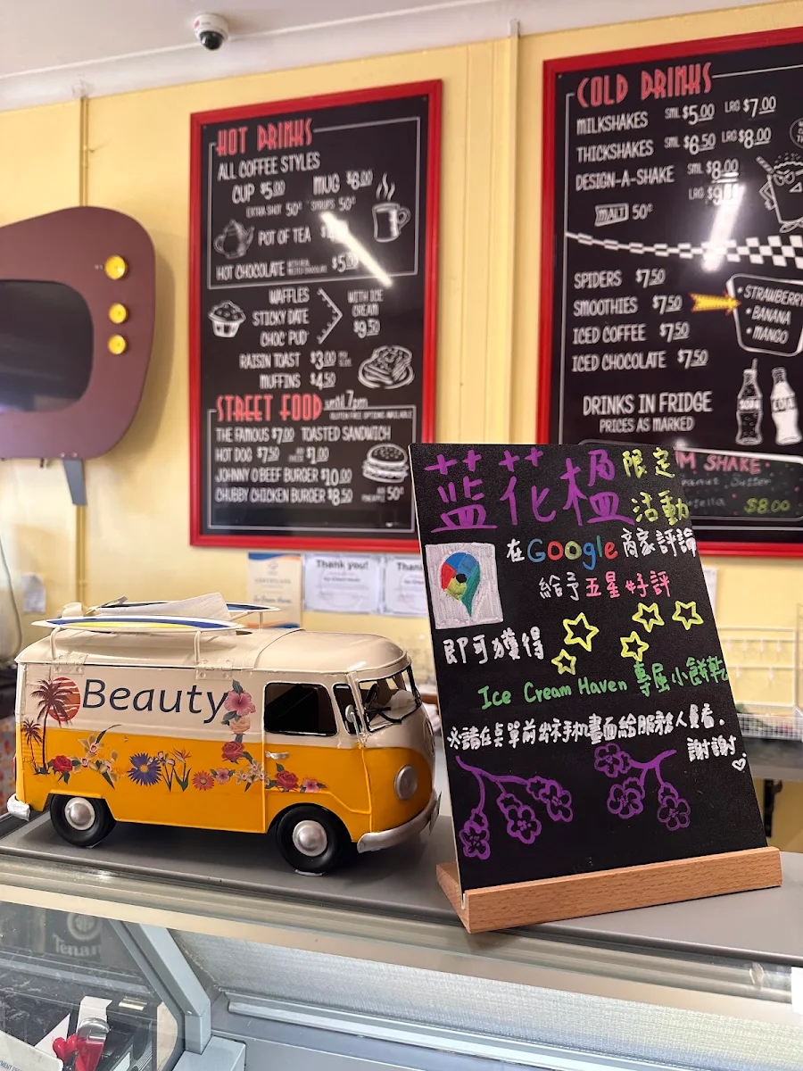 Menu, Ice Cream Haven Grafton