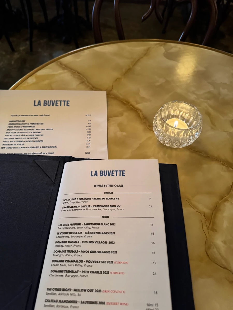 Menu, La Buvette