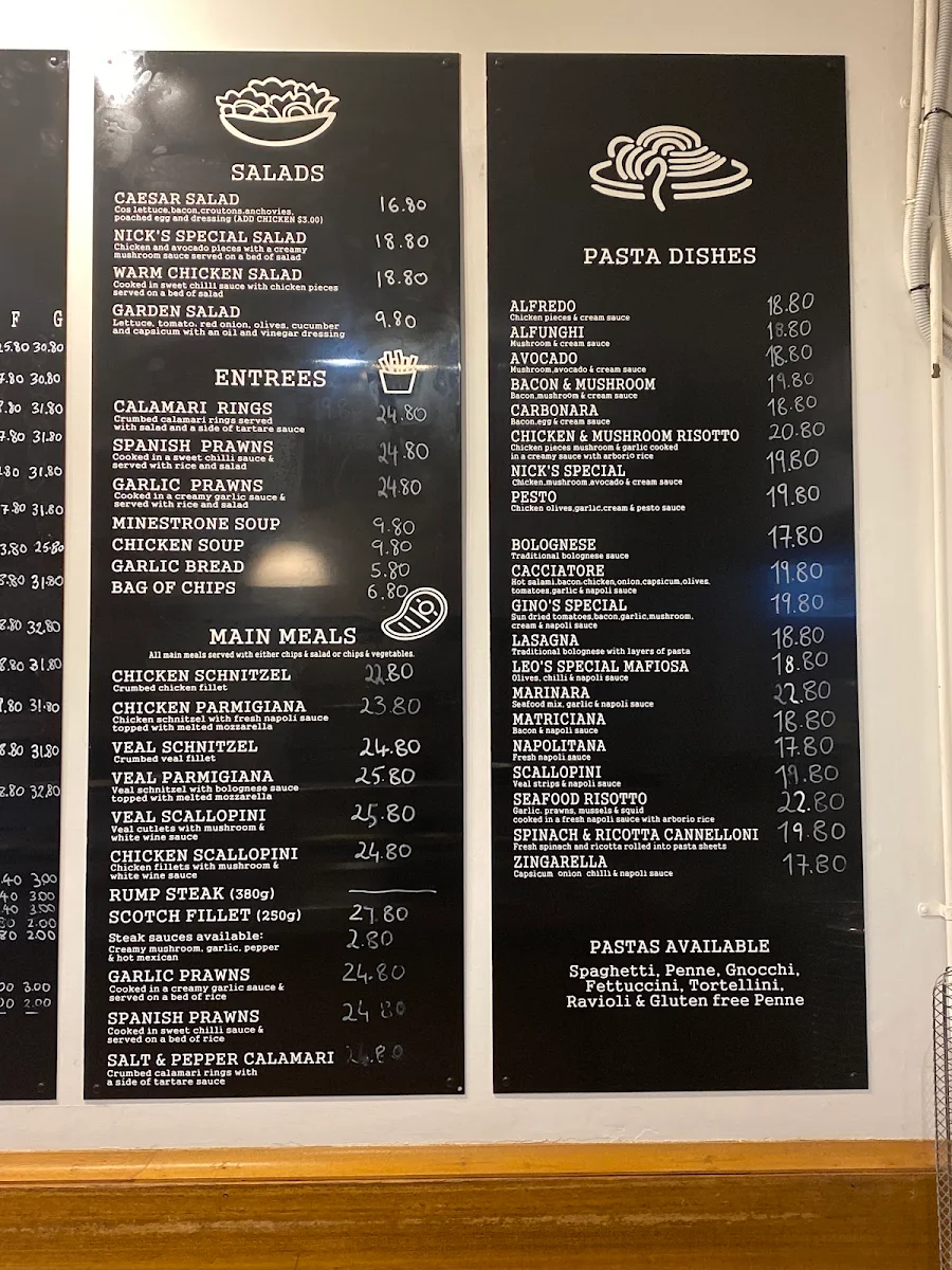 Menu, Uncle Leo's Pizzeria