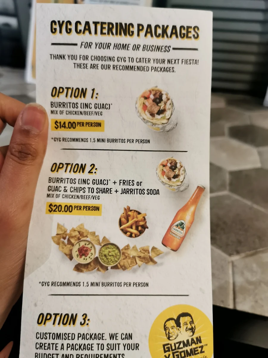 Menu, Guzman y Gomez - Parramatta Marsden St