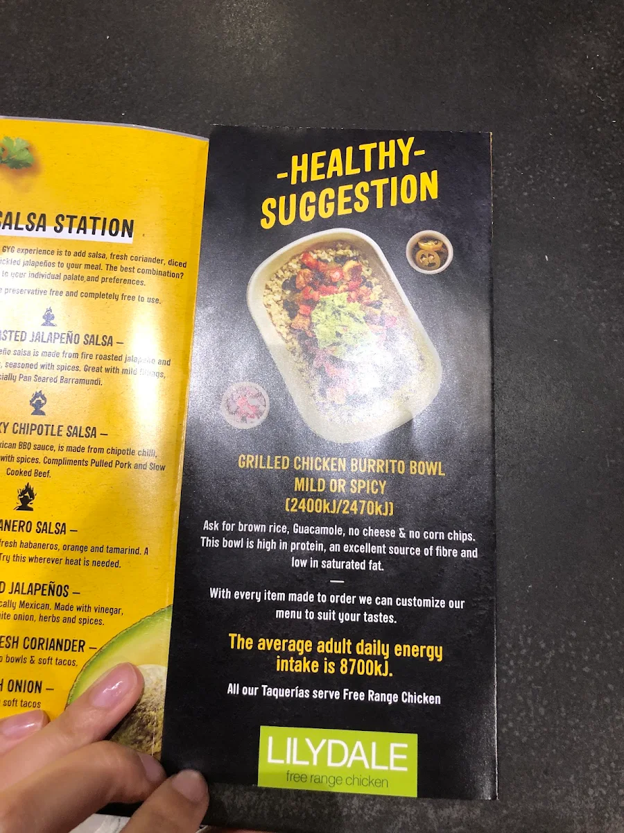 Menu, Guzman y Gomez - Parramatta Marsden St