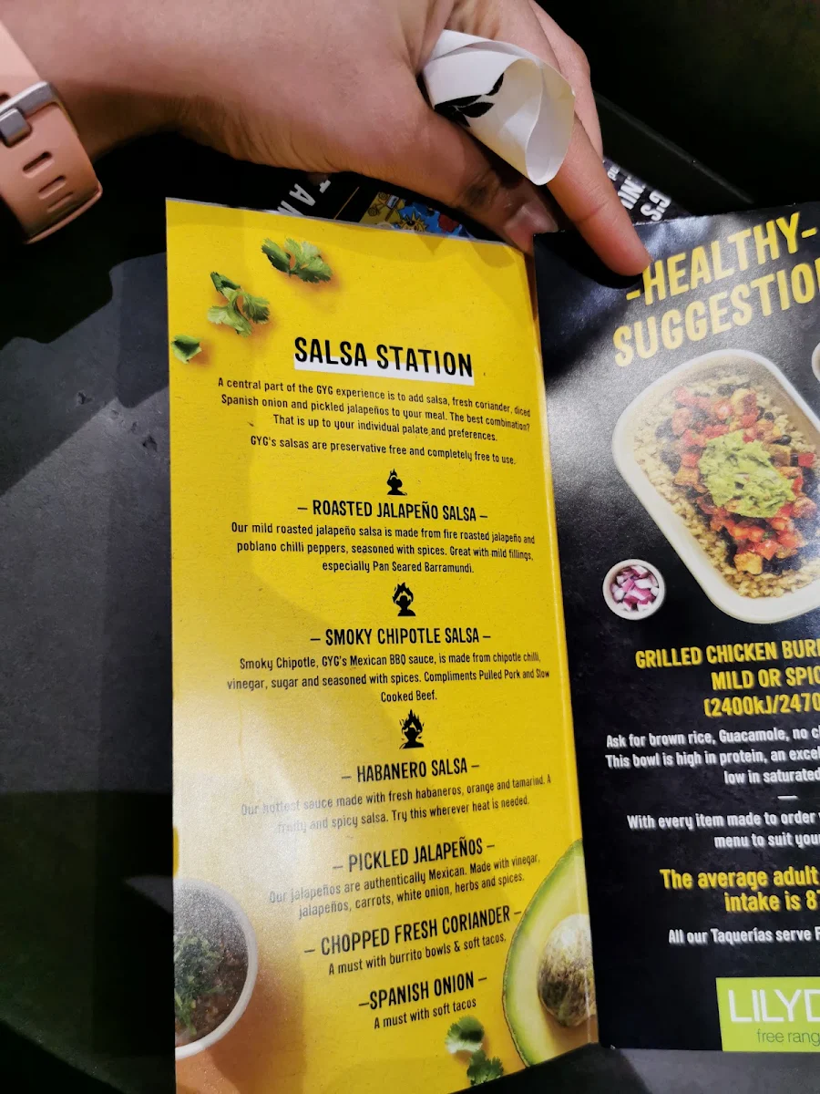 Menu, Guzman y Gomez - Parramatta Marsden St