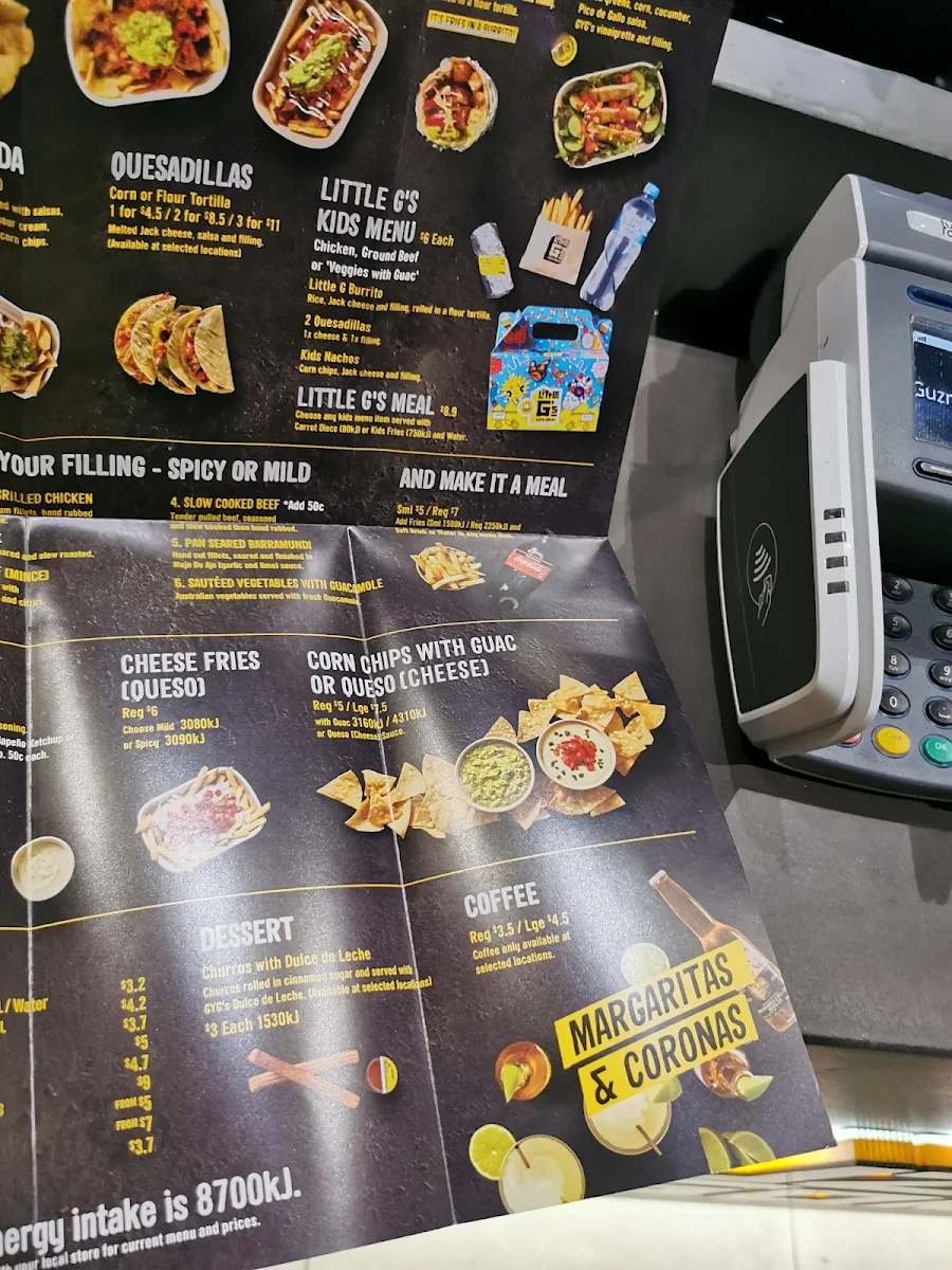 Menu, Guzman y Gomez - Parramatta Marsden St