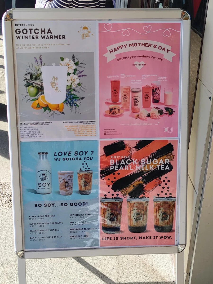 Menu, Gotcha Fresh Tea - Pinelands Plaza