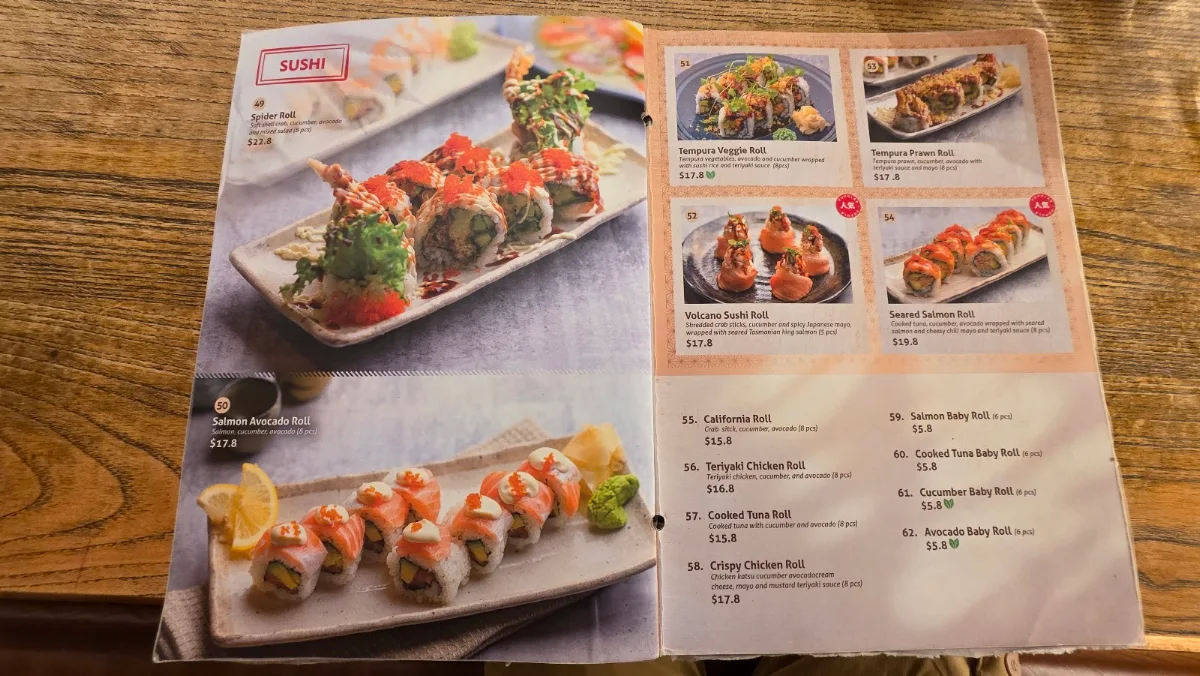 Menu, Umaya Macquarie