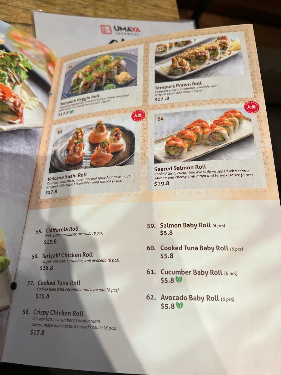 Menu, Umaya Macquarie