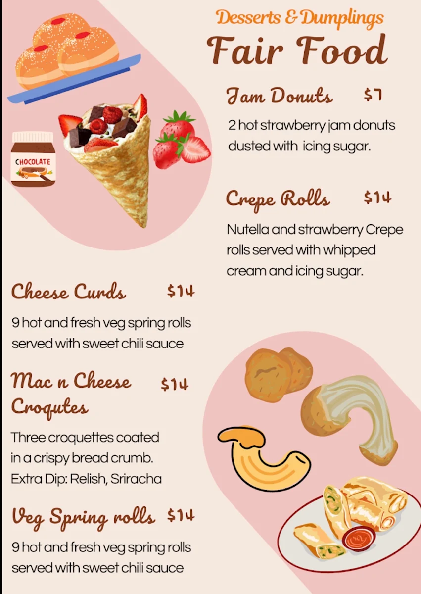 Menu, Desserts N Dumplings