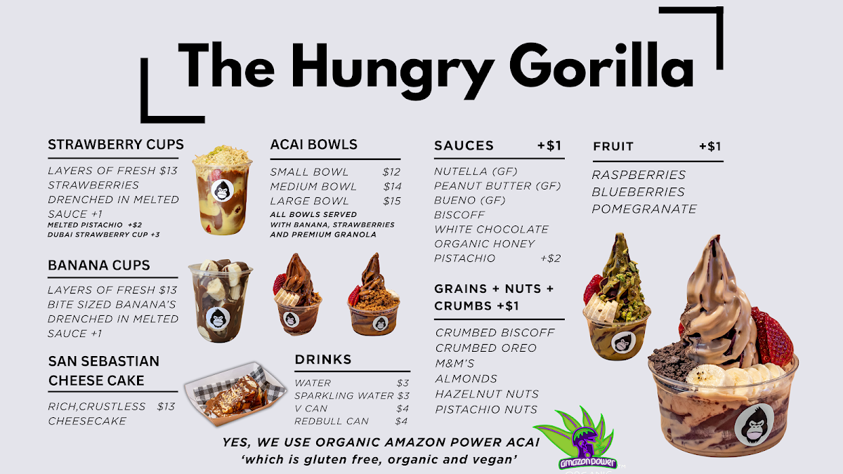 Menu, The Hungry Gorilla