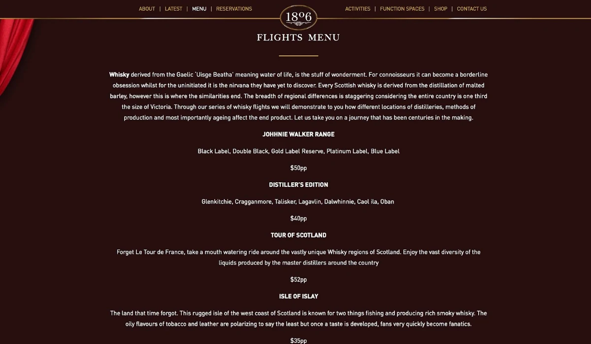 Menu, 1806