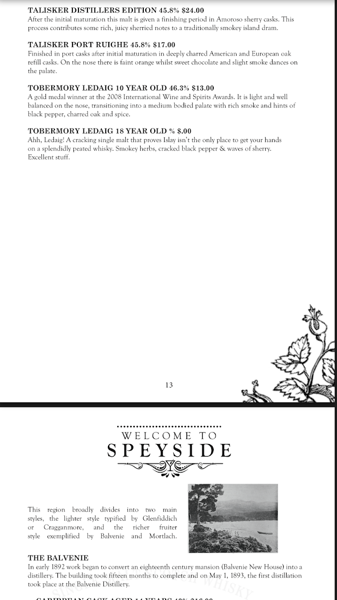 Menu, 1806