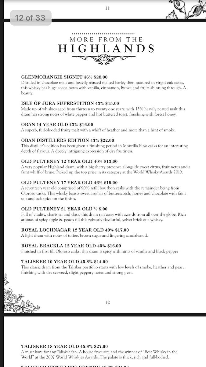 Menu, 1806