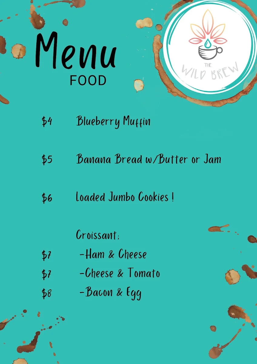 Menu, THE WILD BREW CAFE
