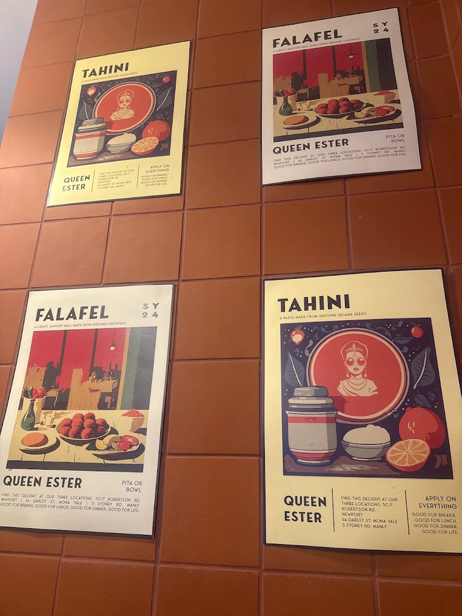 Menu, Queen Ester Falafel Bar Manly