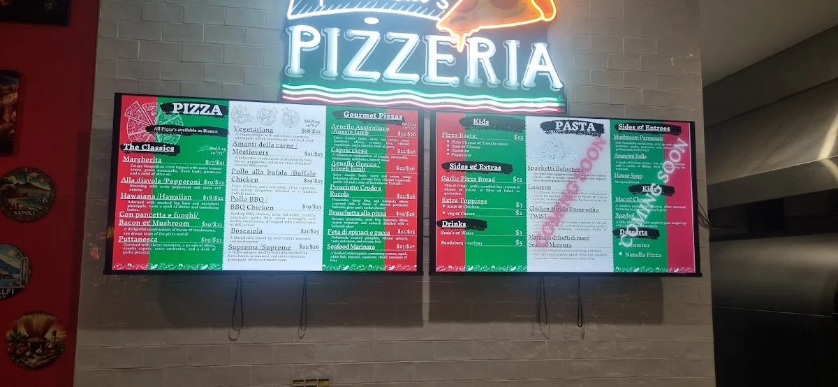 Menu, Mama Poverello's Pizzeria