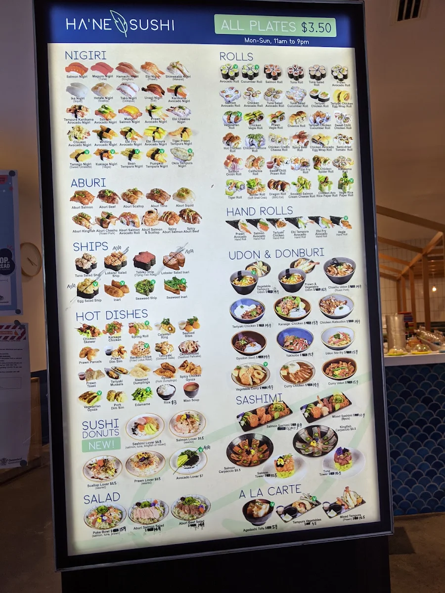 Menu, Hane Sushi