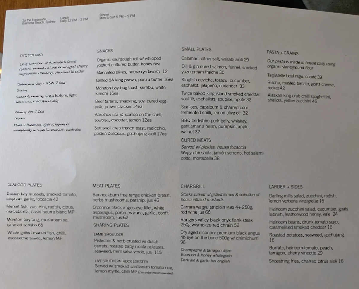 Menu, Public Dining Room Balmoral