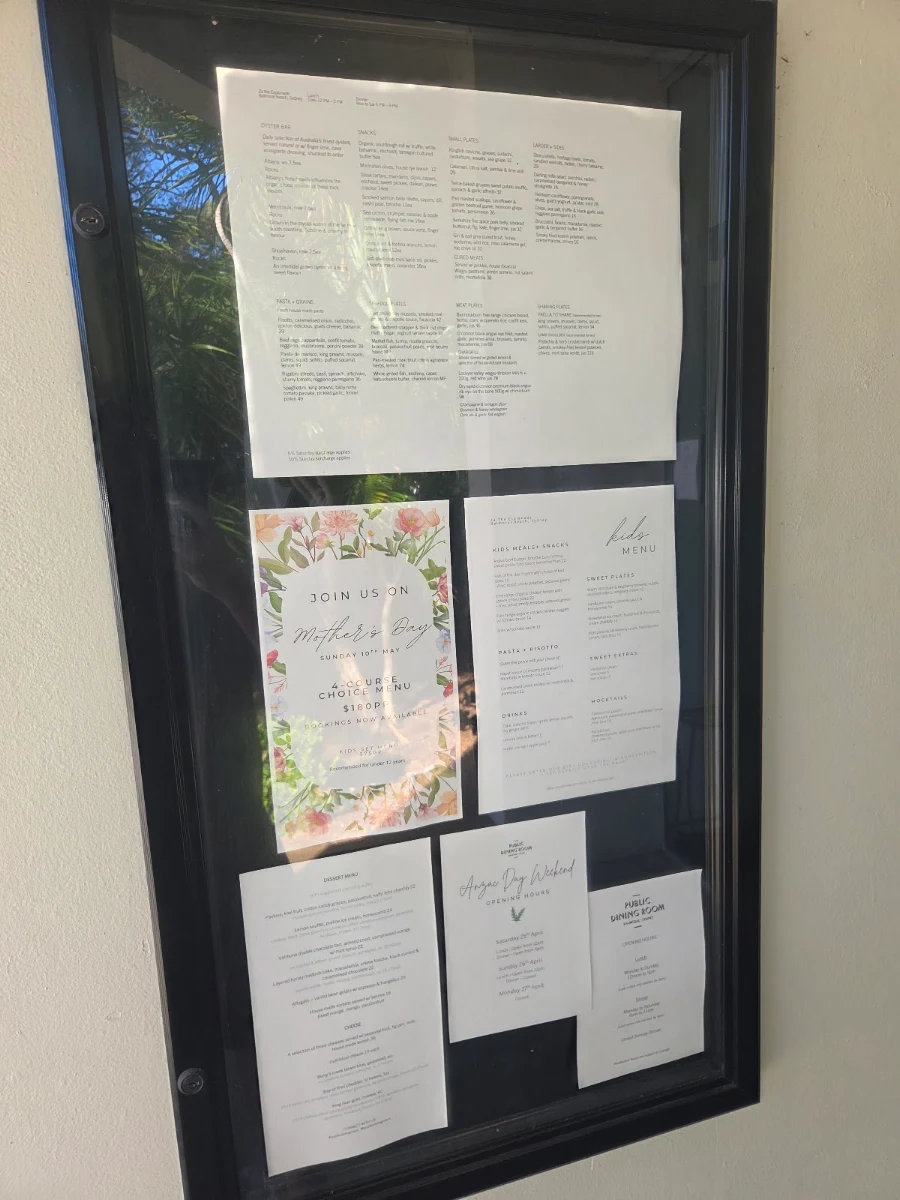 Menu, Public Dining Room Balmoral