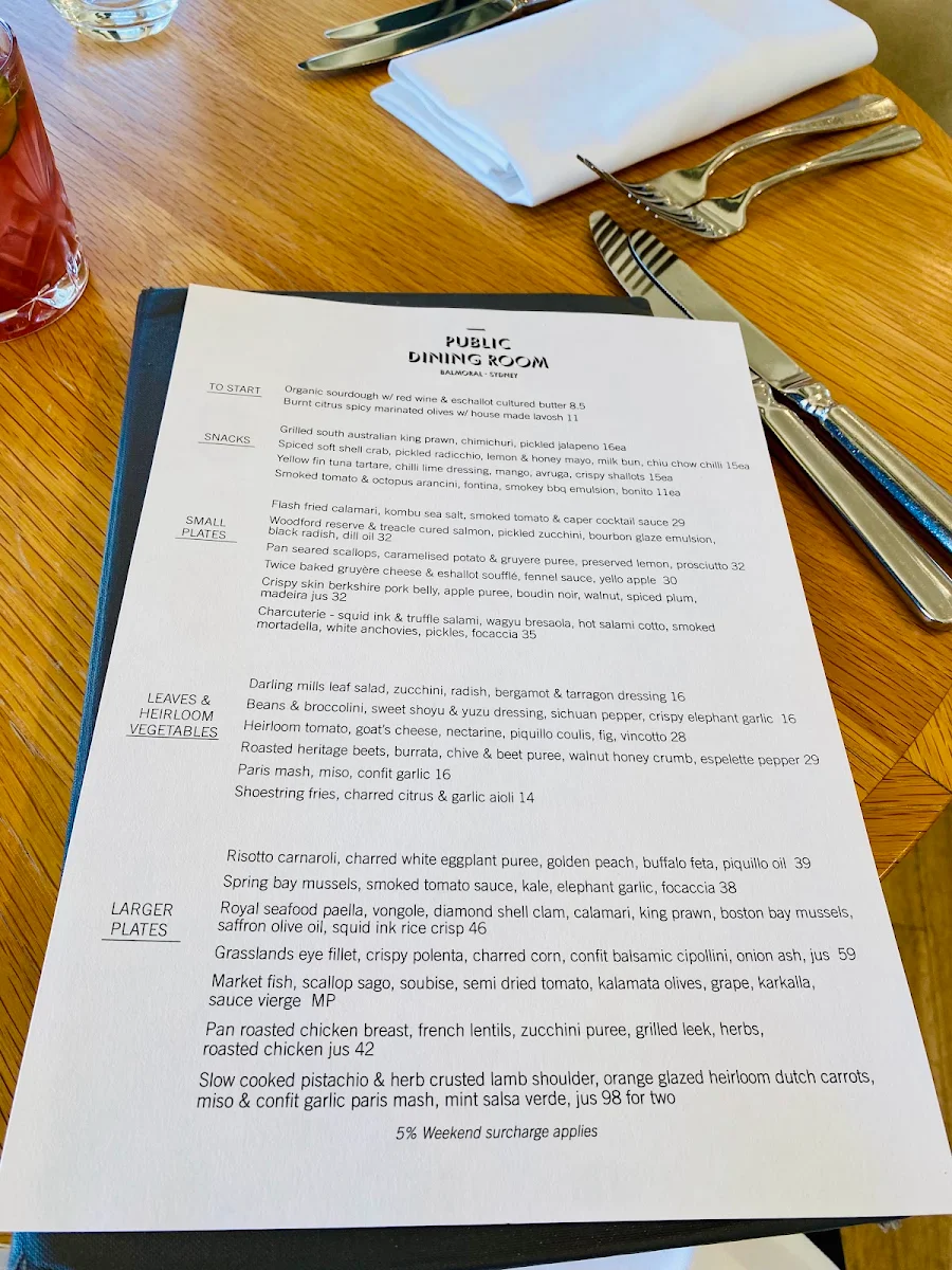 Menu, Public Dining Room Balmoral