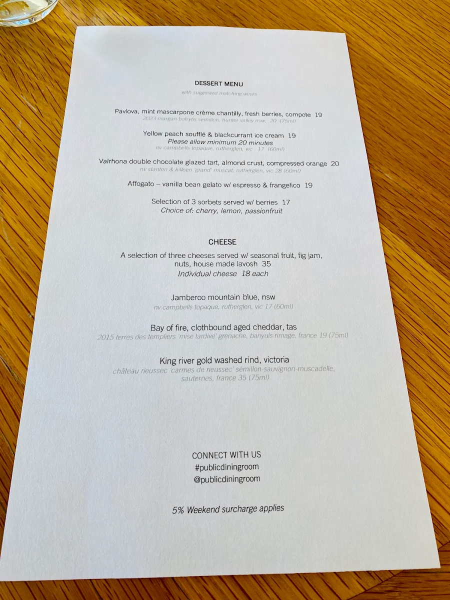 Menu, Public Dining Room Balmoral